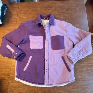 Men's BDG Urban Outfitters Colorblock Purple Sherpa Lined Jacket-Medium-EUC
